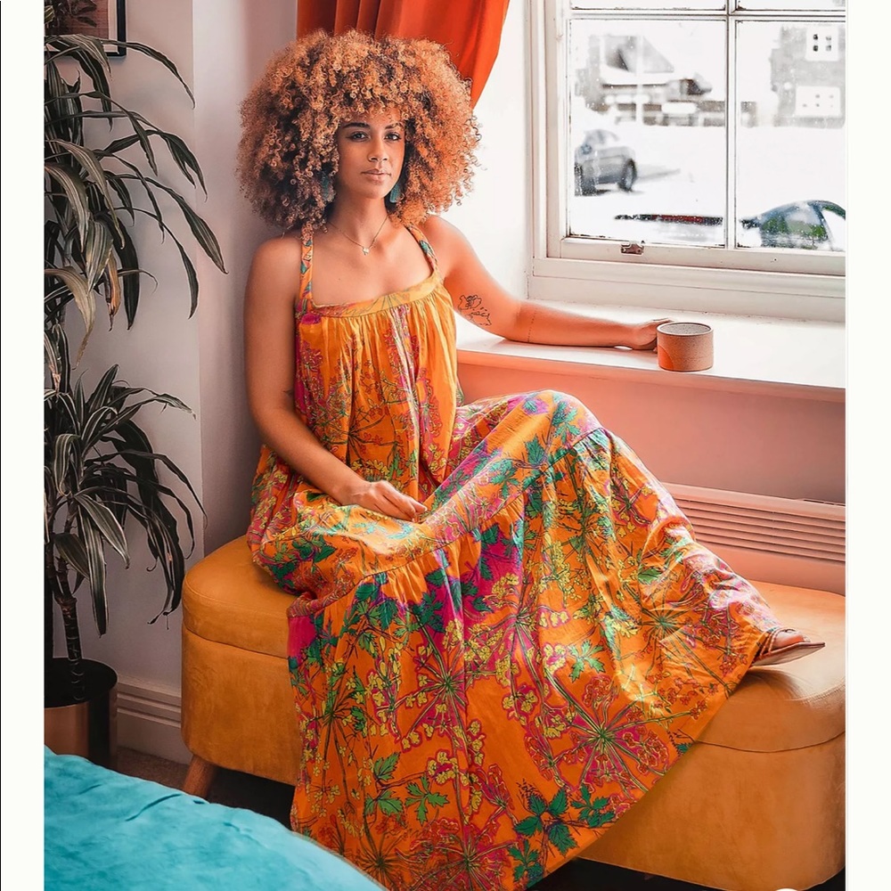 Anthropologie Anisa Bright Floral Cotton Maxi Dress Size XXS NWT